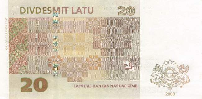 Lettland p55b 20 Latu 2009